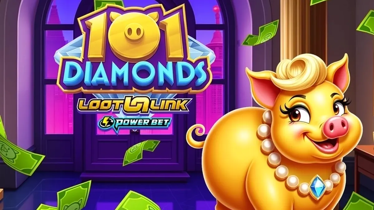 Tampilan visual permainan slot 101 Diamonds dengan latar belakang permata yang berkilau